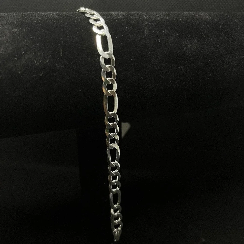 Esclava De Plata 925 Con Tejido Figaro,925 Silver Bracelet 8 Inch